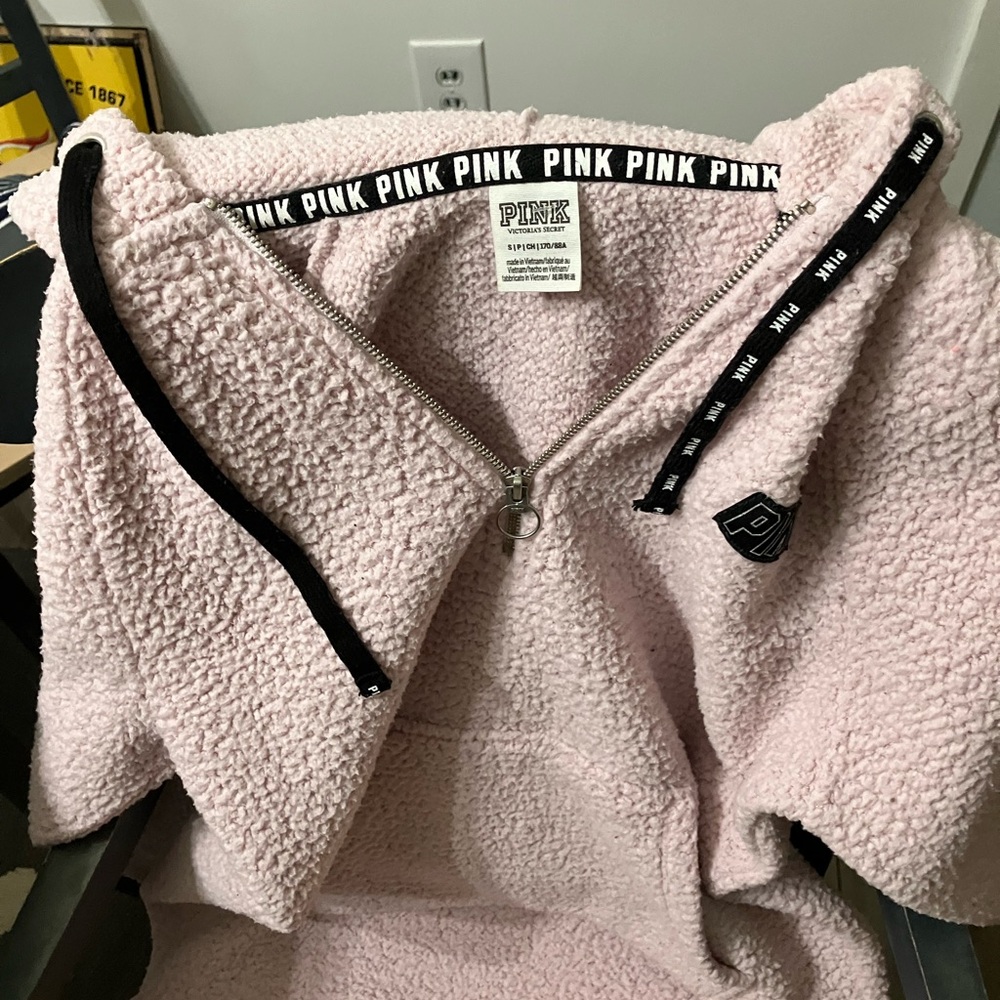 Victorias Secret PINK Sherpa Half Zip Pullover Hoodie - Picture 5 of 8